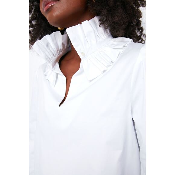 TUCKERNUCK White Ruffle Neck Bouvier Blouse NWT Size Medium - Picture 5 of 10